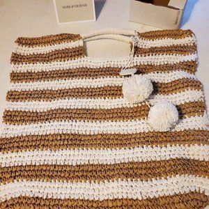 Mark and Graham Rio Tote Natural w/ White Stripes